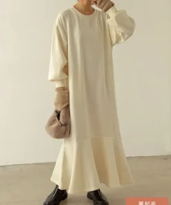 【OUTLET SALE 35%OFF】[低身長/高身長サイズ有]裏起毛マーメイドロングワンピース