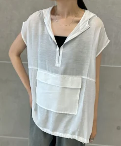 [神山まりあさん着用]アノラックノースリーブシアープルオーバー[mb]