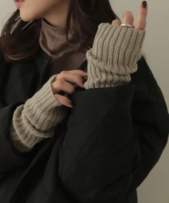 【OUTLET SALE 35%OFF】リブニットロングアームウォーマー[mb]