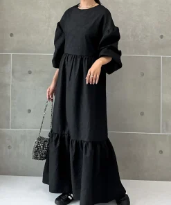 【TIME SALE 20%OFF】[低身長/高身長サイズ有]ふくれジャガードティアードワンピース