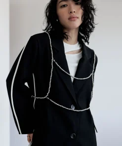 【TIME SALE 50%OFF】シルバーorフェイクパールカットビーズビスチェ[mb]