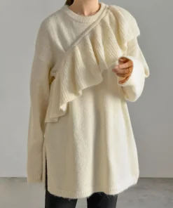 2WAYミックス起毛フリルニットプルオーバー