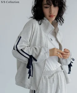 【TIME SALE 20%OFF】裏毛サイドラインリボンブルゾン