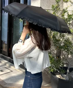 【TIME SALE 40%OFF】[UVカット][一級遮光]選べるフリル＆無地晴雨兼用折りたたみ傘