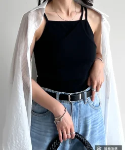 【TIME SALE 50%OFF】[接触冷感][接触冷感]リブカットソーカップ付きレイヤードキャミソール[返品交換不可]