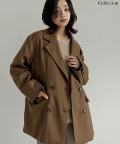 【TIME SALE 20%OFF】[2024-25 WINTER COLLECTION]ウール混チェックor無地ミドルコート
