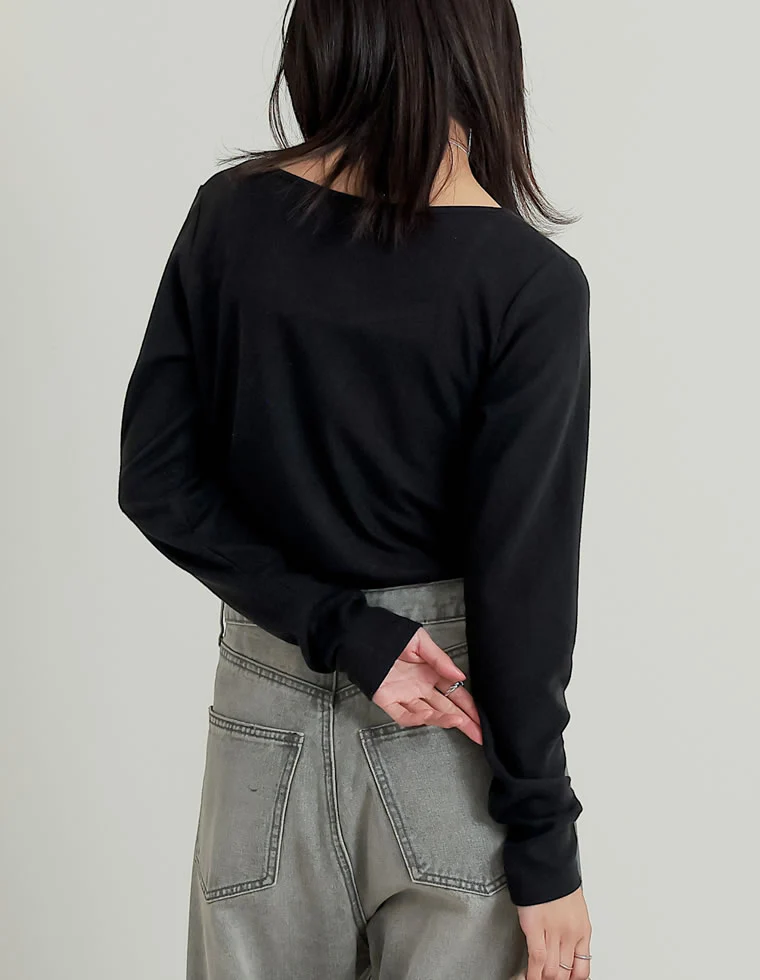 【TIME SALE 10%OFF】スムースリブハートネックロングTシャツ - Image 8