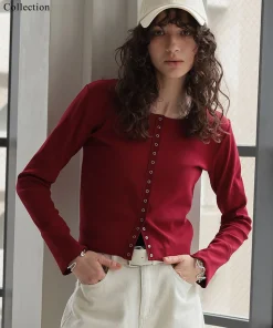 【TIME SALE 15%OFF】リブカットソースナップボタンカーディガン