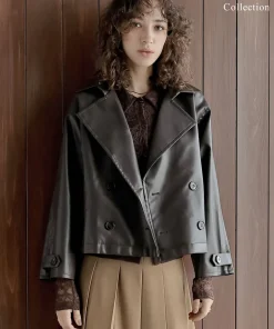 [2025AW COLLECTION]フェイクレザートレンチジャケット