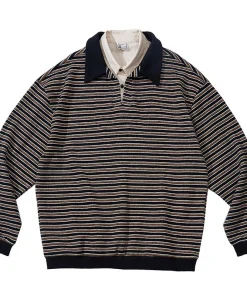 Fake layered border polo shirt   N3274