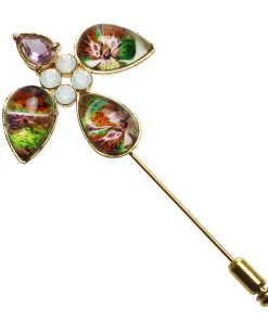 鳥 ハットピン パンジー 緑 アメジスト